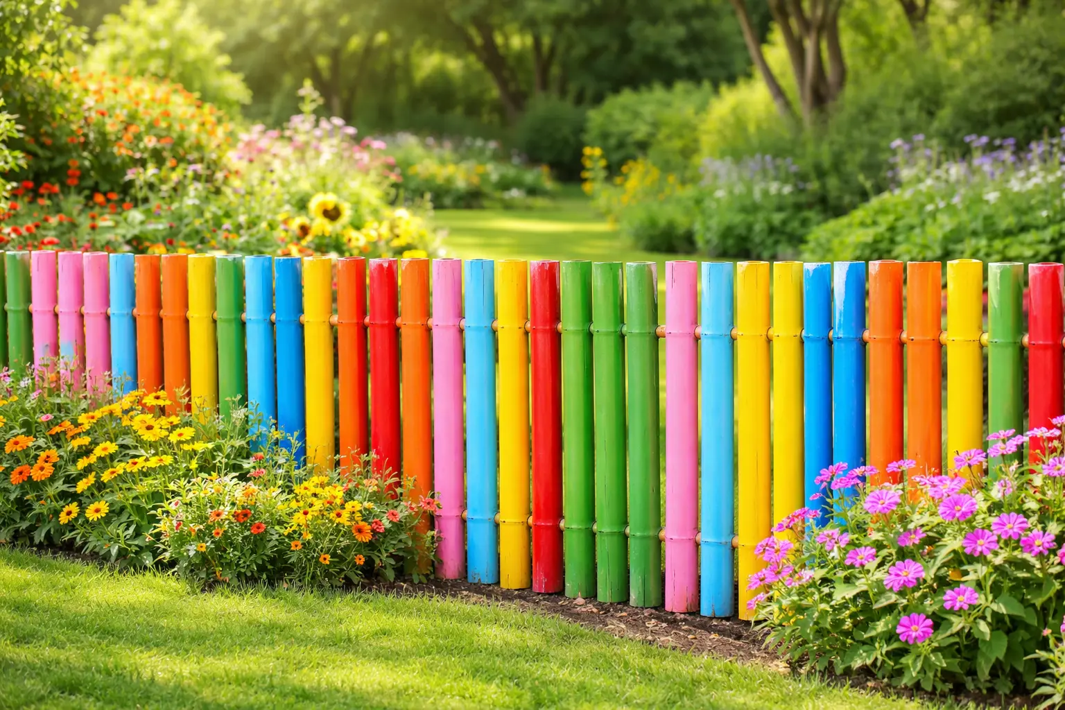 Cat Pagar Bambu Warna Warni yang Awet dan Estetik